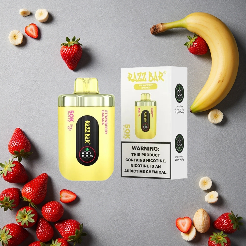 Razz Bar 50K Puffs Kertakäyttöinen Vape Mansikka-Banaani Finland wholesale 50000 Tupakointia Type-C Ladata