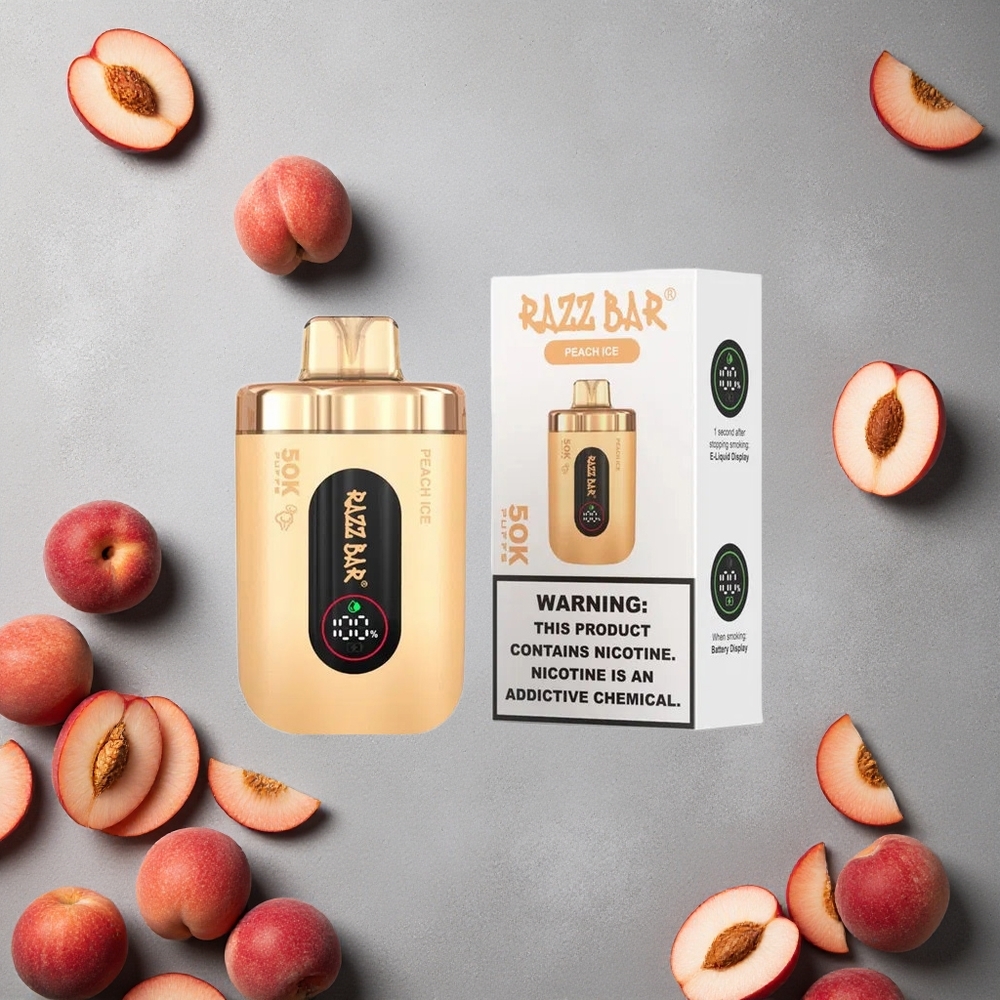 Razz Bar 50K Puffs Kertakäyttöinen Vape Persikka-Jää & Marja Suomi Finland wholesale 650 mAh akku