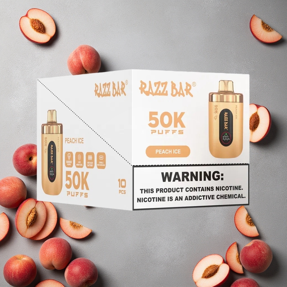 Razz Bar 50K Puffs Kertakäyttöinen Vape Persikka-Jää & Marja Suomi Finland wholesale 650 mAh akku