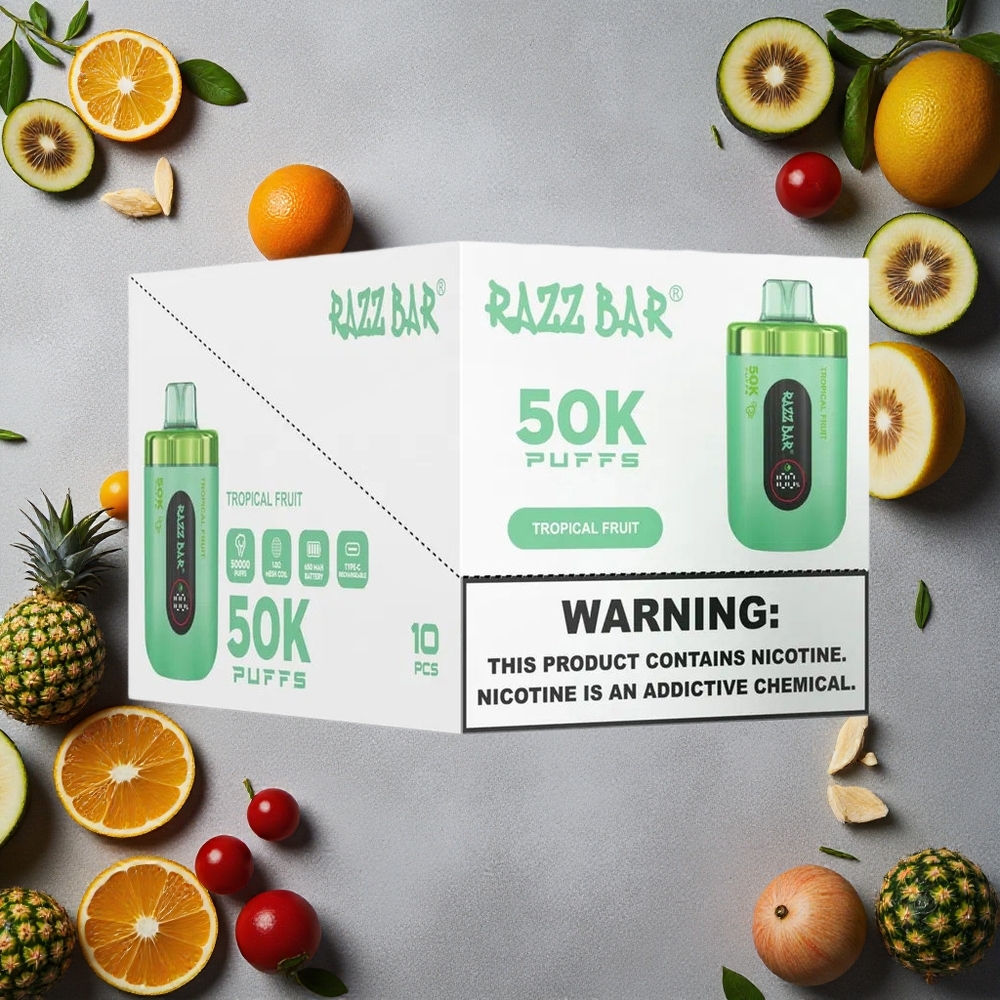 Razz Bar 50K Puffs Kertakäyttöinen Vape Trooppiset Hedelmät Finland wholesale Type-C Ladata