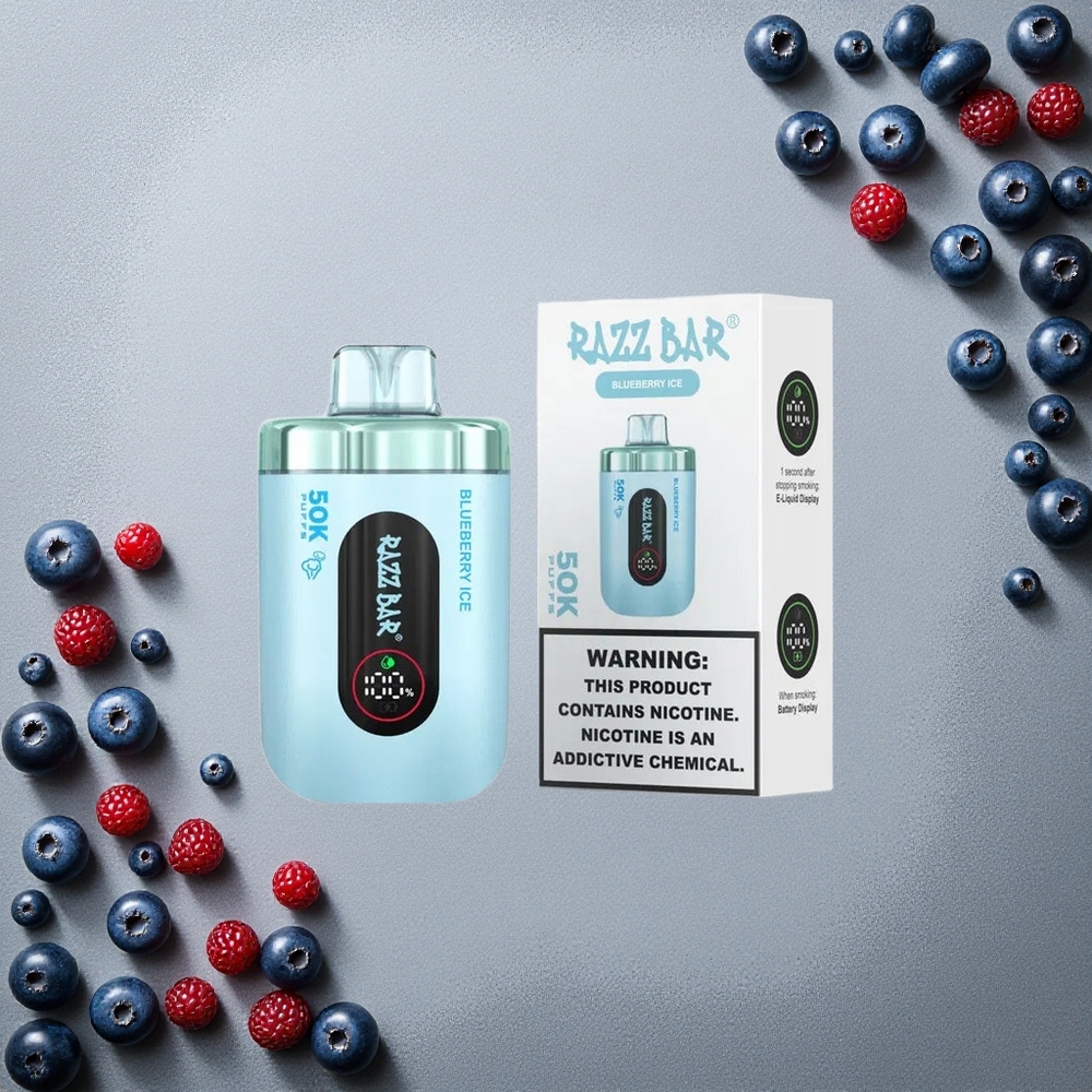 Razz Bar 50K Puffs Mustajäätelö Kertakäyttöinen Vape Finland wholesale 1.0 Ohm Mesh Coil 650mAh Akku
